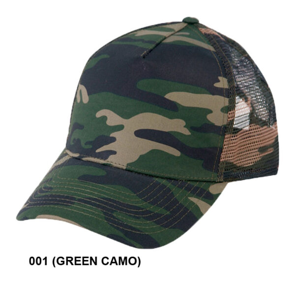 Low Crown (Constructed) 5 Panel Camo Twill Mesh Cap (23201) - Image 3
