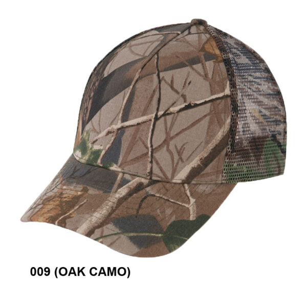 Low Crown (Constructed) 5 Panel Camo Twill Mesh Cap (23201)
