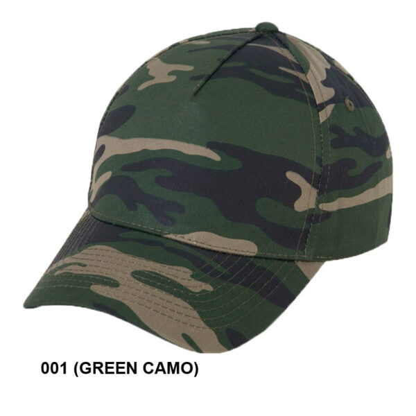Low Crown (Constructed) 5 Panel Camo Twill Cap (23205)
