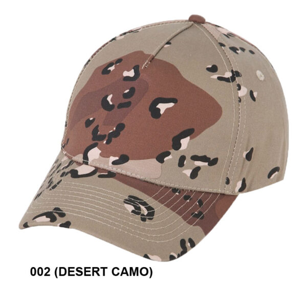 Low Crown (Constructed) 5 Panel Camo Twill Cap (23205) - Image 2