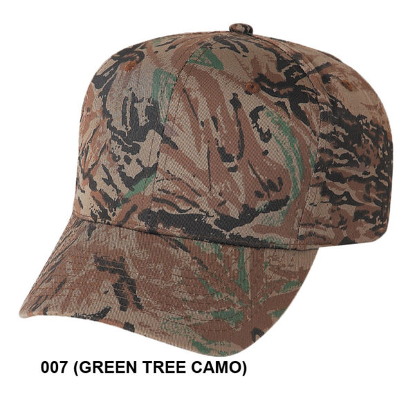 Low Crown (Constructed) 6 Panel Camo Twill Cap (23207) - Image 3