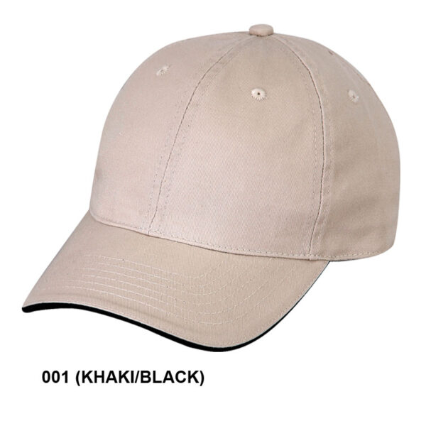 Low Crown (Unconstructed) Chino Cap Washed Twill Cap w/ Sandwich Bill (26202)
