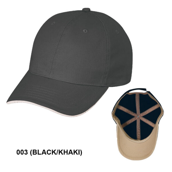 Low Crown (Unconstructed) Chino Cap Washed Twill Cap w/ Sandwich Bill (26202) - Image 4