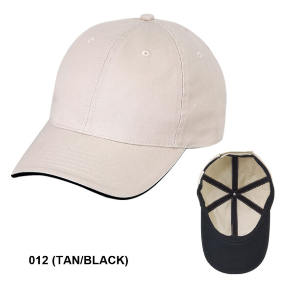 Low Crown (Unconstructed) Chino Cap Washed Twill Cap w/ Sandwich Bill (26202) - Image 5