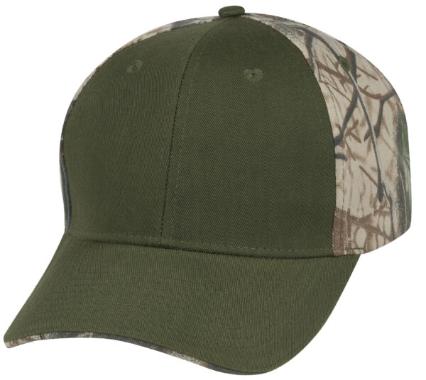 Low Crown (Constructed) Cotton Twill Cap w/ Oak Camo Back & Sandwich (29206) - Image 3