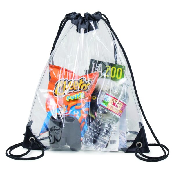Clear Vinyl Drawstring Tote Bag w/ Black Trim (HP1107) - Image 2