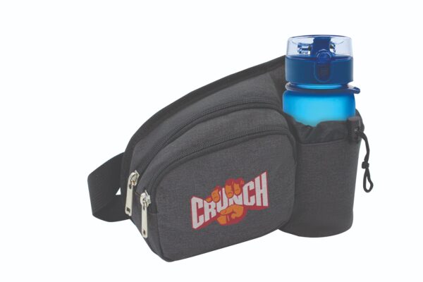 Heathered 2-Zipper Fanny Pack w/ Bottle Holder (HP1122)
